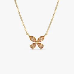 14K Gold Citrine Butterfly Necklace