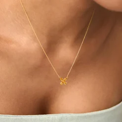 14K Gold Citrine Butterfly Necklace