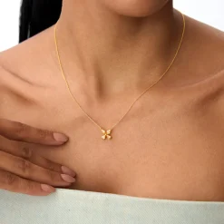 14K Gold Citrine Butterfly Necklace