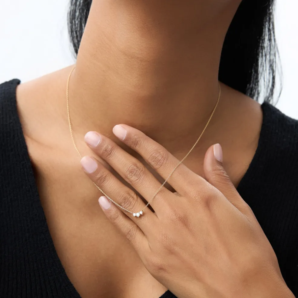 14K Gold Classic Trio Diamond Necklace
