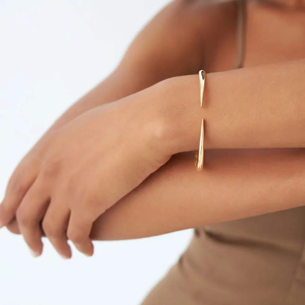 14k Gold Claw Cuff Bangle Bracelet