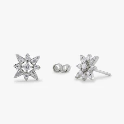 14K Gold Compass Star Diamond Earrings