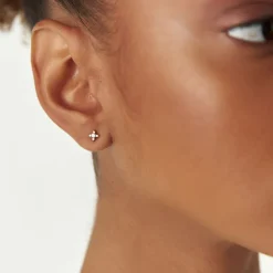 14K Gold Criss Cross X Diamond Earring Studs