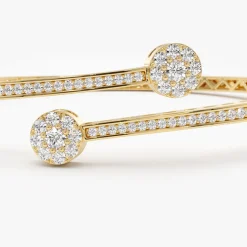 14k Gold Cross Over Diamond Bangle Bracelet