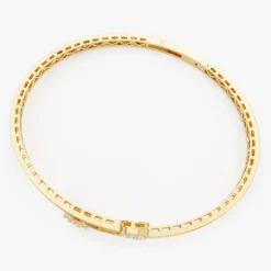 14k Gold Cross Over Diamond Bangle Bracelet