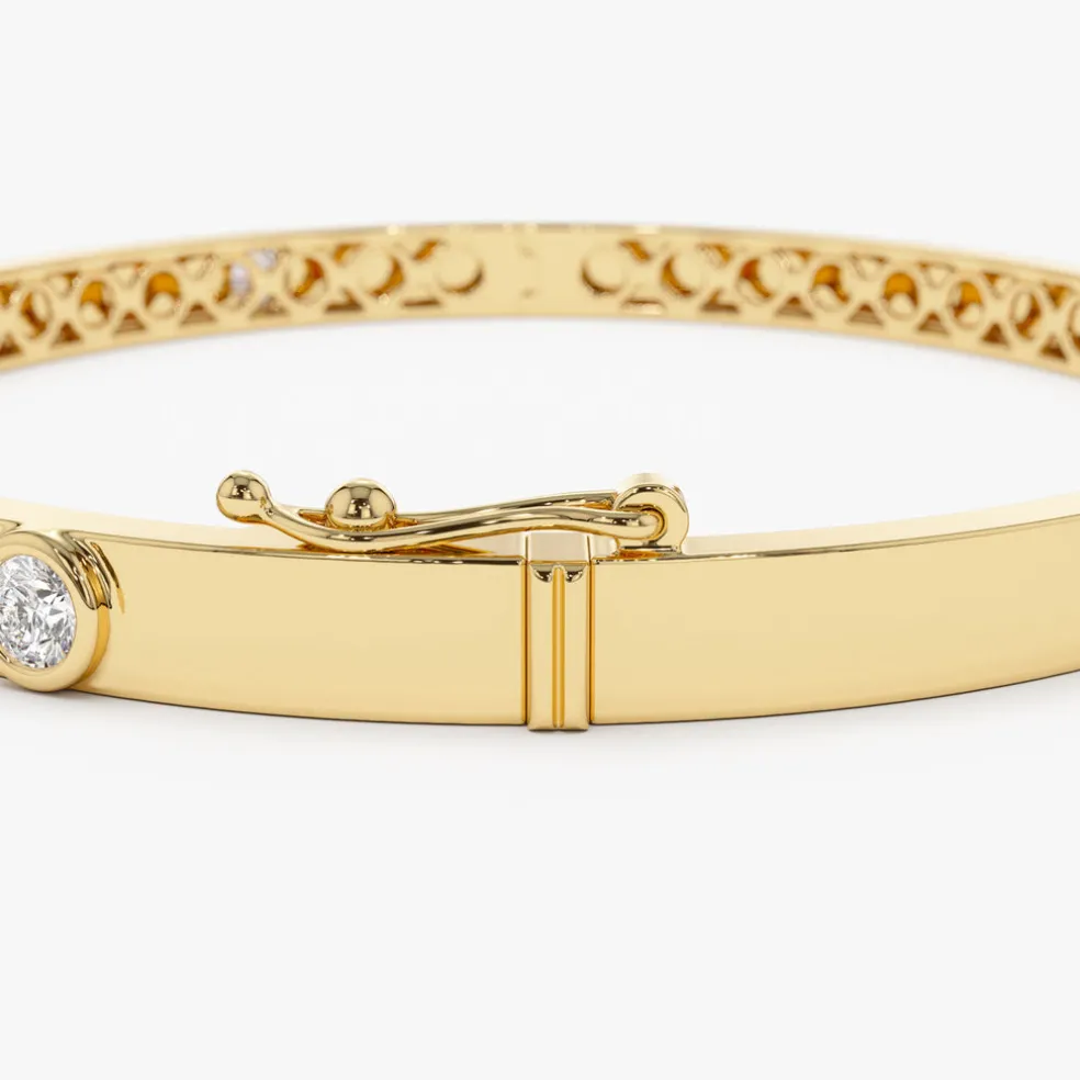 14K Gold 0.50Ct Round Diamond Bangle Bracelet