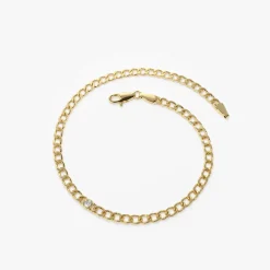 14k Gold Cuban Link Bracelet w/ Bezel Setting Diamond