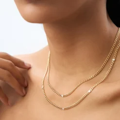 14K Gold Cuban Link Necklace w/ Bezel Setting Diamond