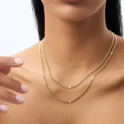 14K Gold Cuban Link Necklace w/ Bezel Setting Diamond