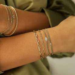 14k Gold Curb Link Marquise Diamond Illusion Setting Bracelet