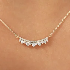 14K Gold Curved Bar Diamond Necklace