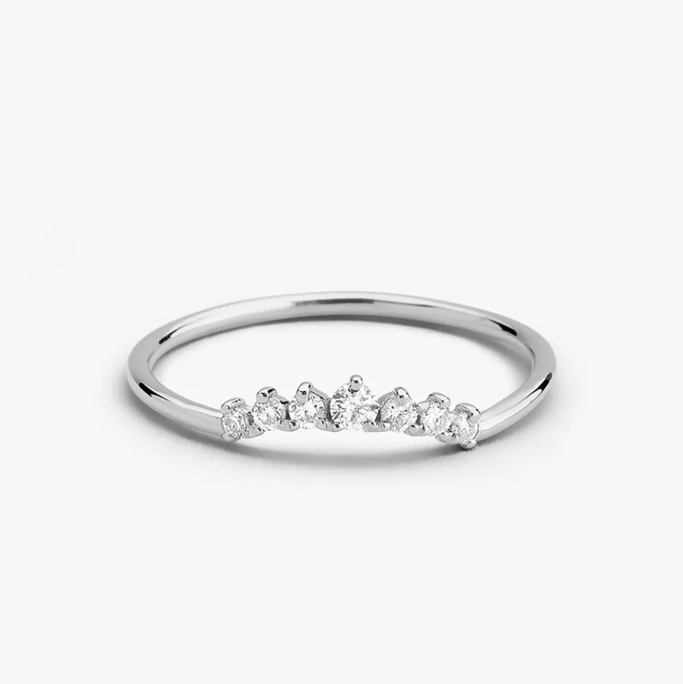 14K Gold Curved Diamond Ring
