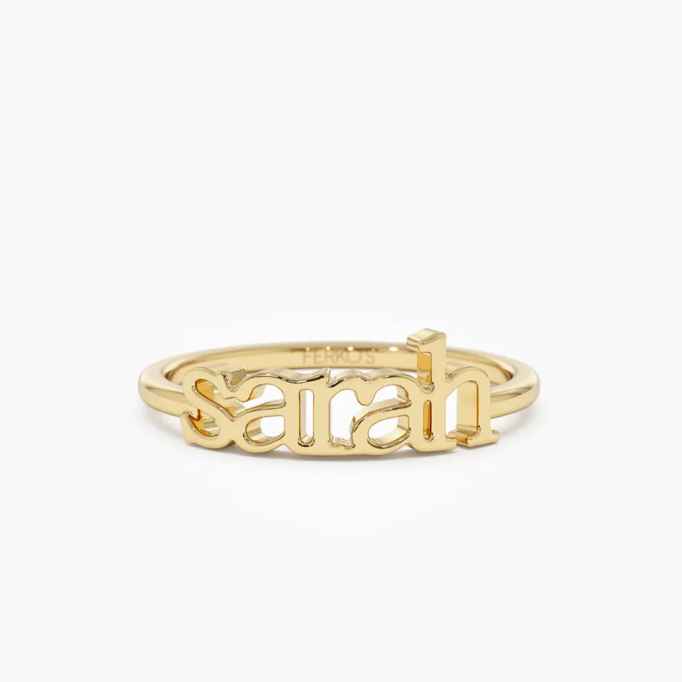 14K Gold Custom Name Ring