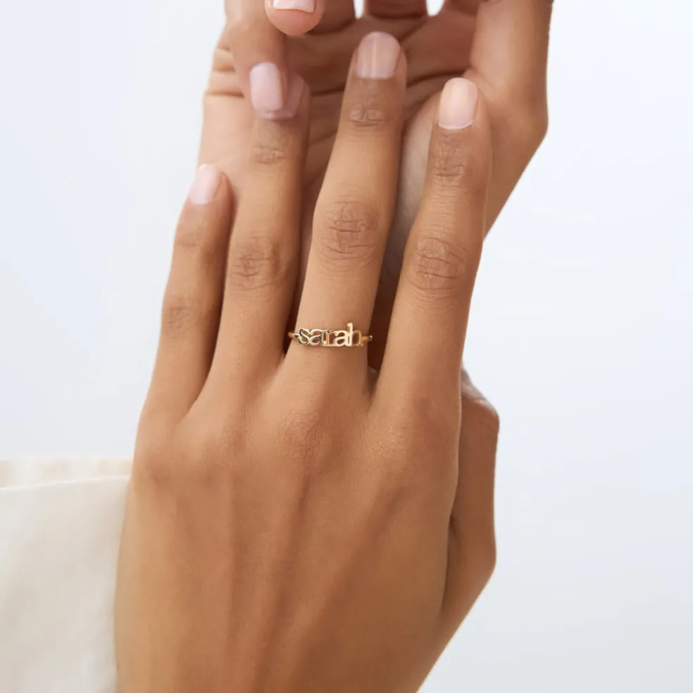 14K Gold Custom Name Ring