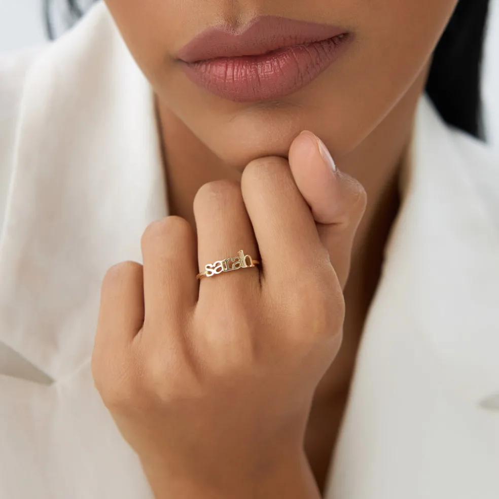 14K Gold Custom Name Ring