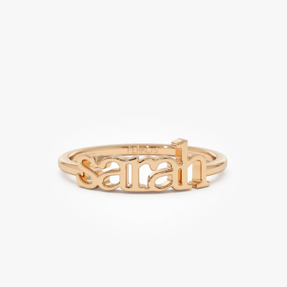 14K Gold Custom Name Ring