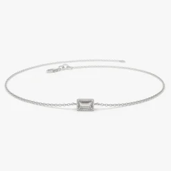 14K Gold Dainty Baguette Diamond Bracelet