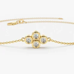 14K Gold Dainty Quad Diamond Bracelet