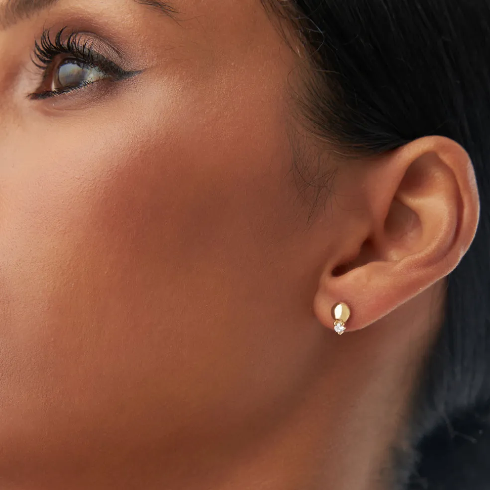 14K Gold Diamond Ball Studs