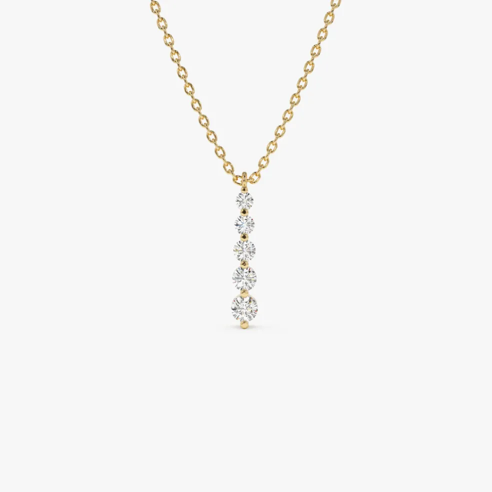 14k Gold Diamond Bar Necklace