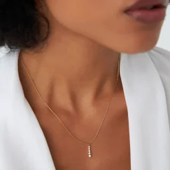 14k Gold Diamond Bar Necklace