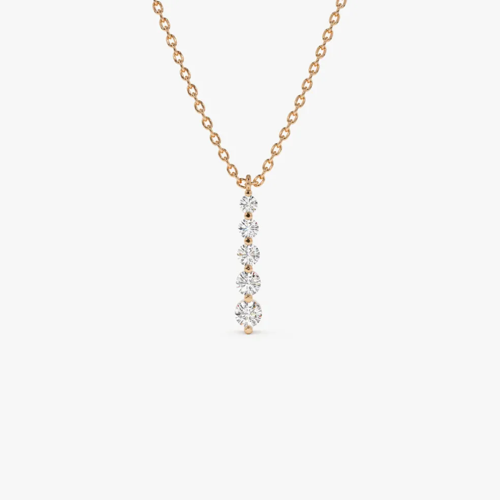 14k Gold Diamond Bar Necklace