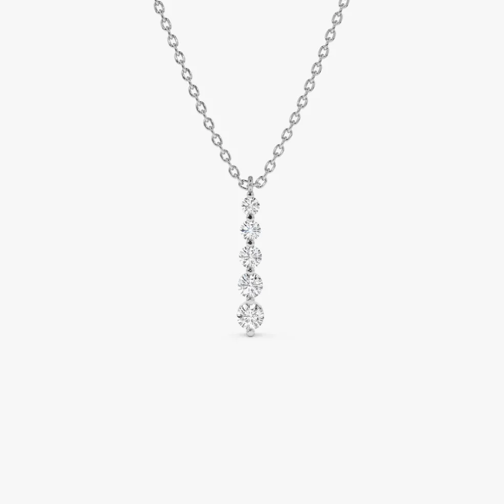 14k Gold Diamond Bar Necklace