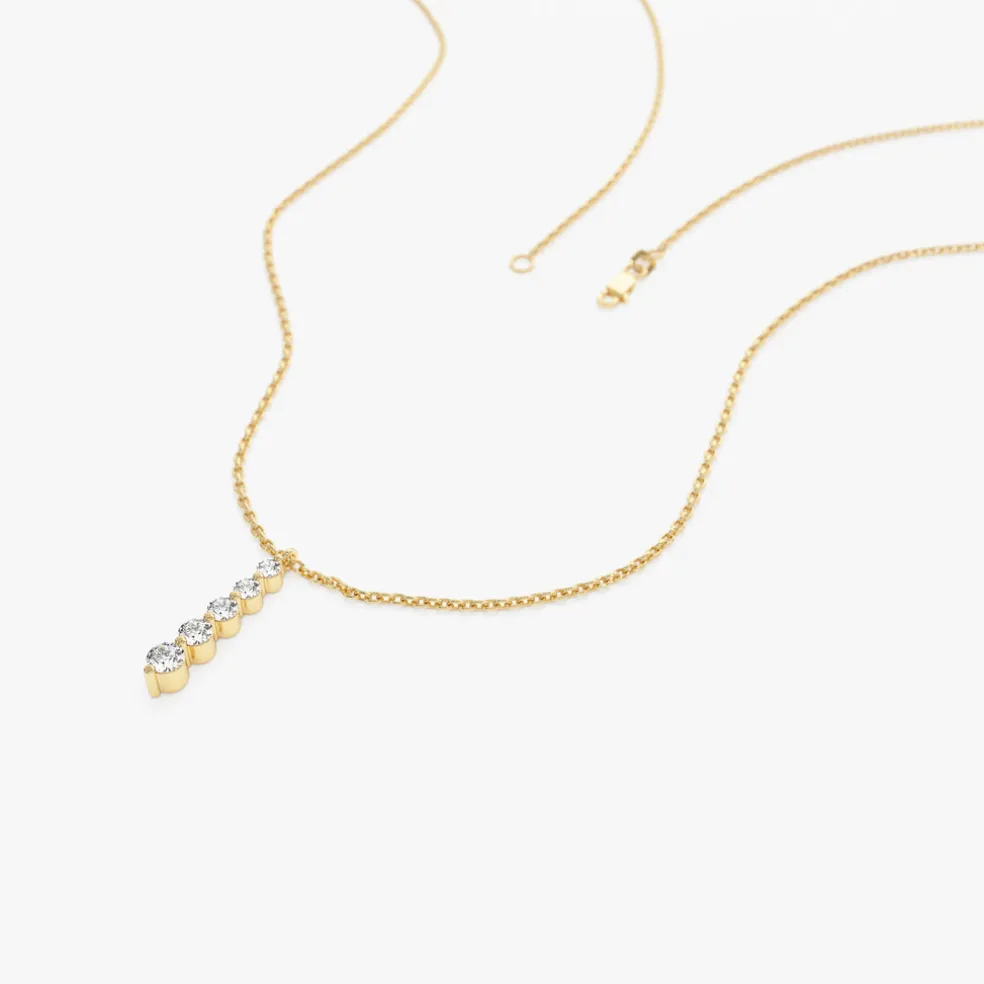 14k Gold Diamond Bar Necklace