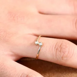 14K Gold Diamond Bypass Ring