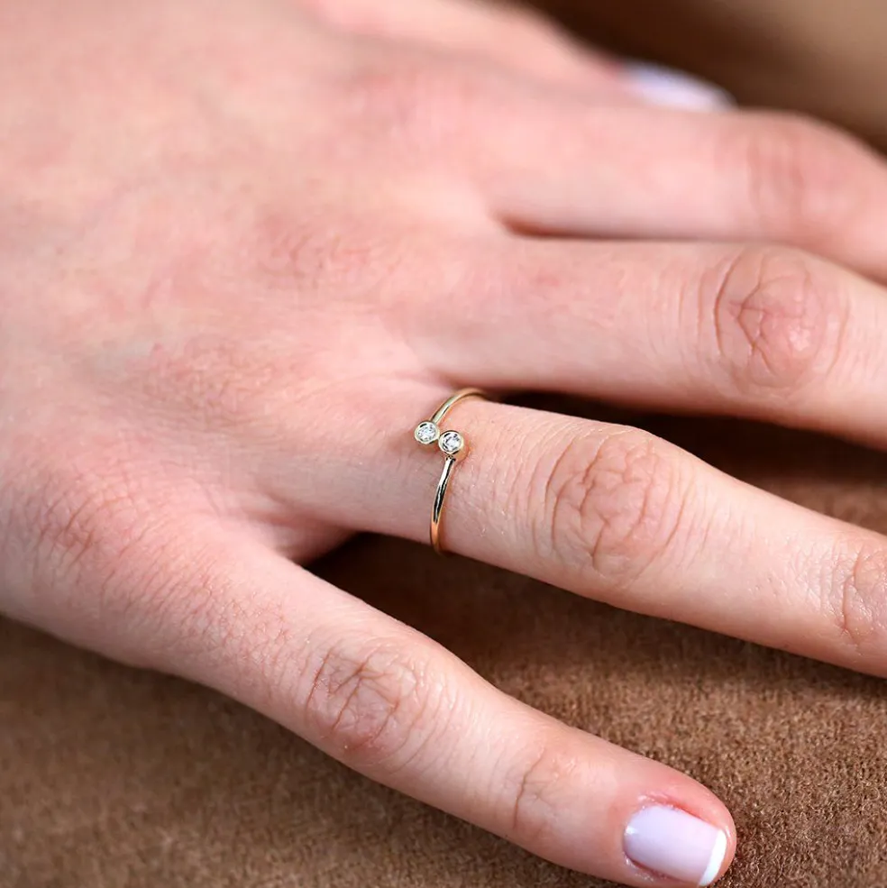 14K Gold Diamond Bypass Ring