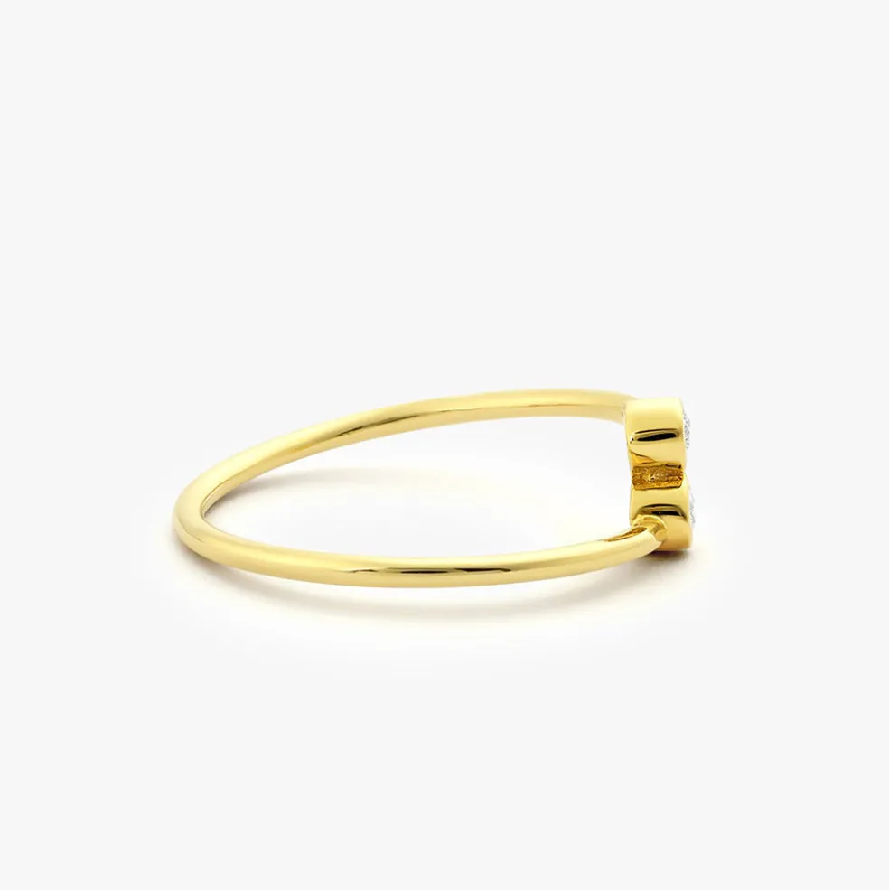 14K Gold Diamond Bypass Ring