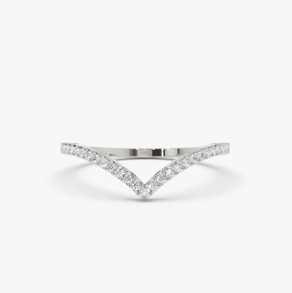 14K Gold Diamond Chevron Ring