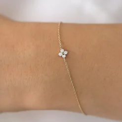 14K Gold Diamond Clover Bracelet