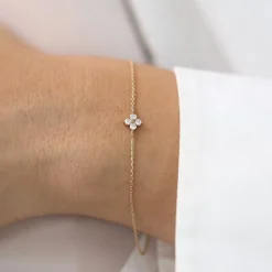 14K Gold Diamond Clover Bracelet