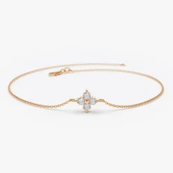 14K Gold Diamond Clover Bracelet