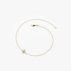 14K Gold Diamond Clover Bracelet