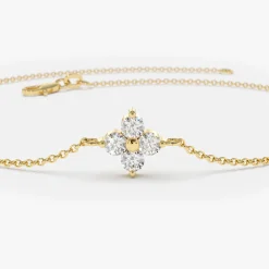 14K Gold Diamond Clover Bracelet