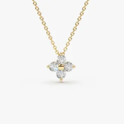 14K Gold Diamond Clover Necklace