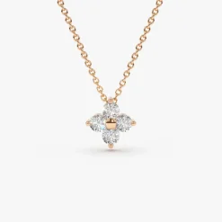 14K Gold Diamond Clover Necklace