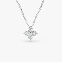 14K Gold Diamond Clover Necklace