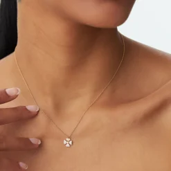14K Gold Diamond Clover Necklace