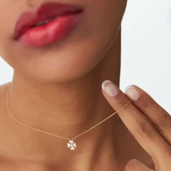 14K Gold Diamond Clover Necklace