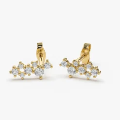 14K Gold Diamond Cluster Earrings