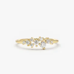 14k Gold Diamond Cluster Ring