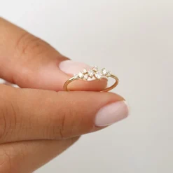 14k Gold Diamond Cluster Ring