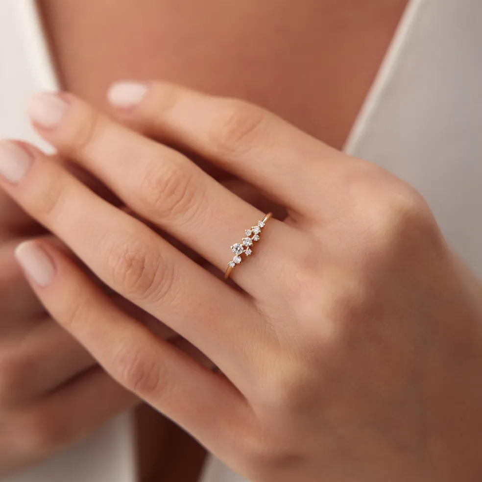 14k Gold Diamond Cluster Ring