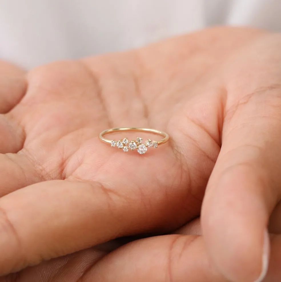 14k Gold Diamond Cluster Ring