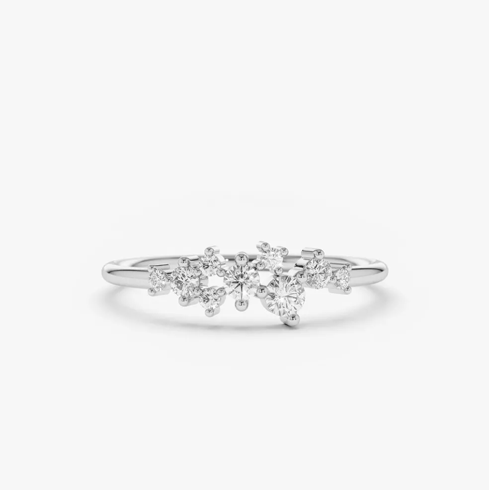 14k Gold Diamond Cluster Ring