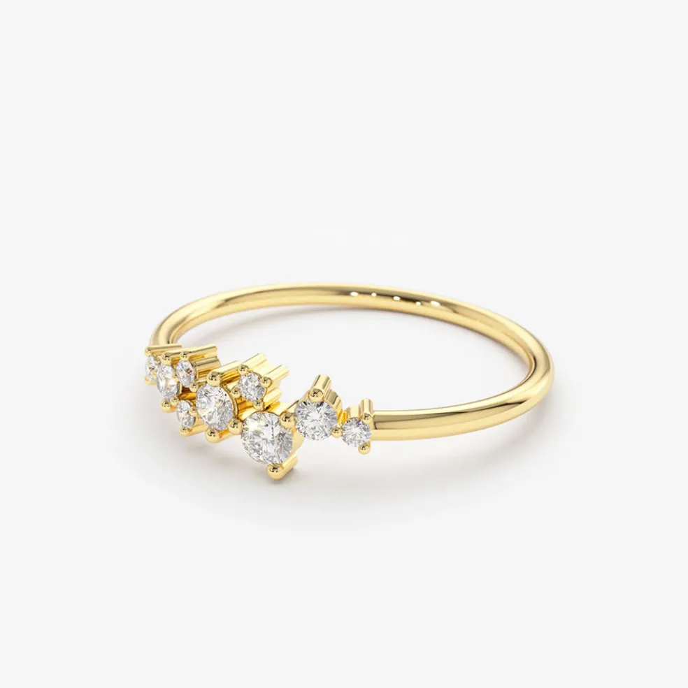 14k Gold Diamond Cluster Ring