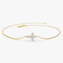 14K Gold Diamond Cross Bracelet